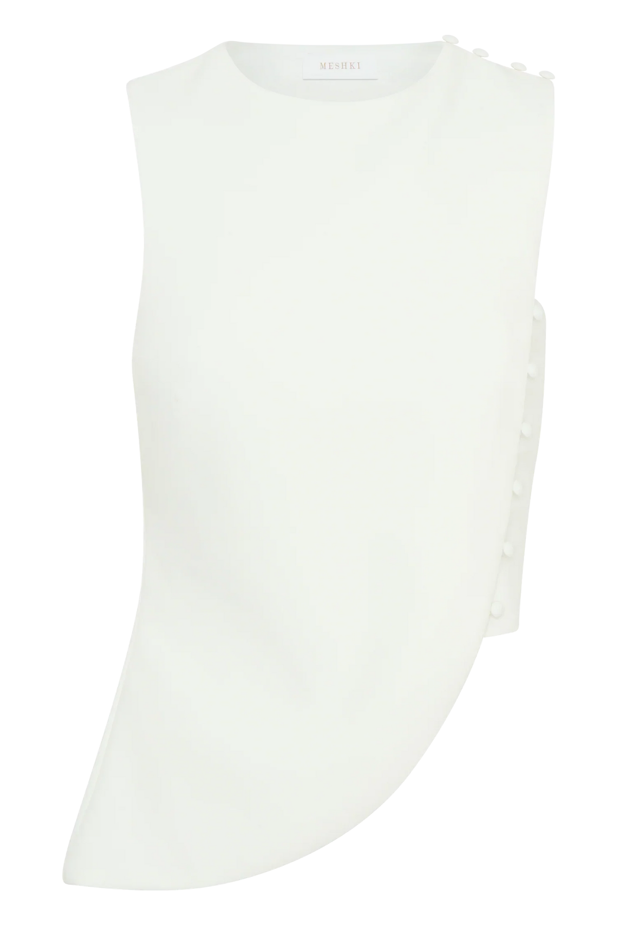Astrid Asymmetric Sleeveless Suiting Top White