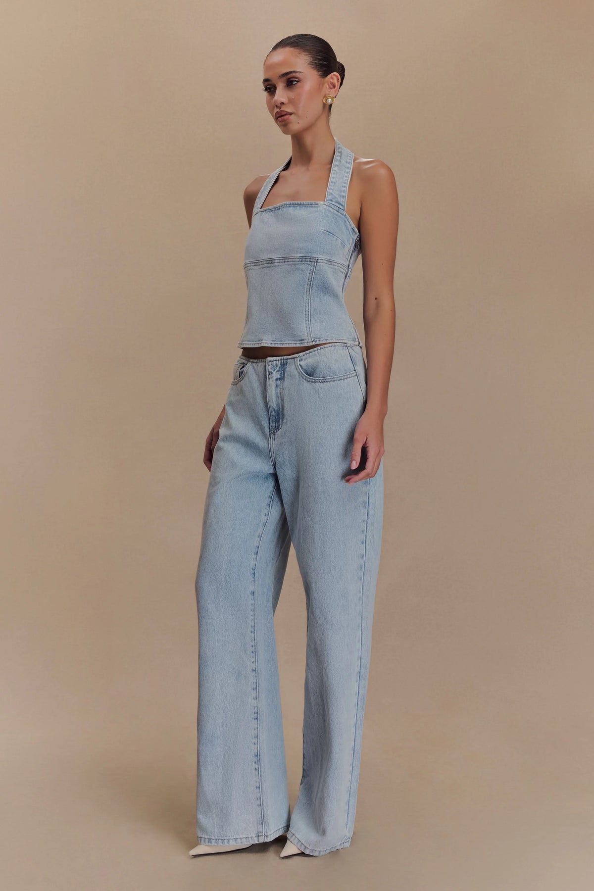 Caitlin Mid Rise Denim Jeans Light Blue