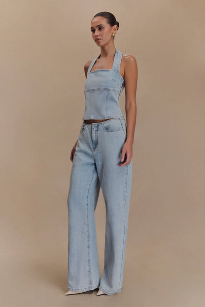 Caitlin Mid Rise Denim Jeans Light Blue