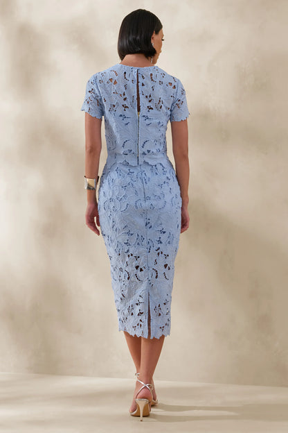 Aisling Powder Blue Lace Midi Skirt
