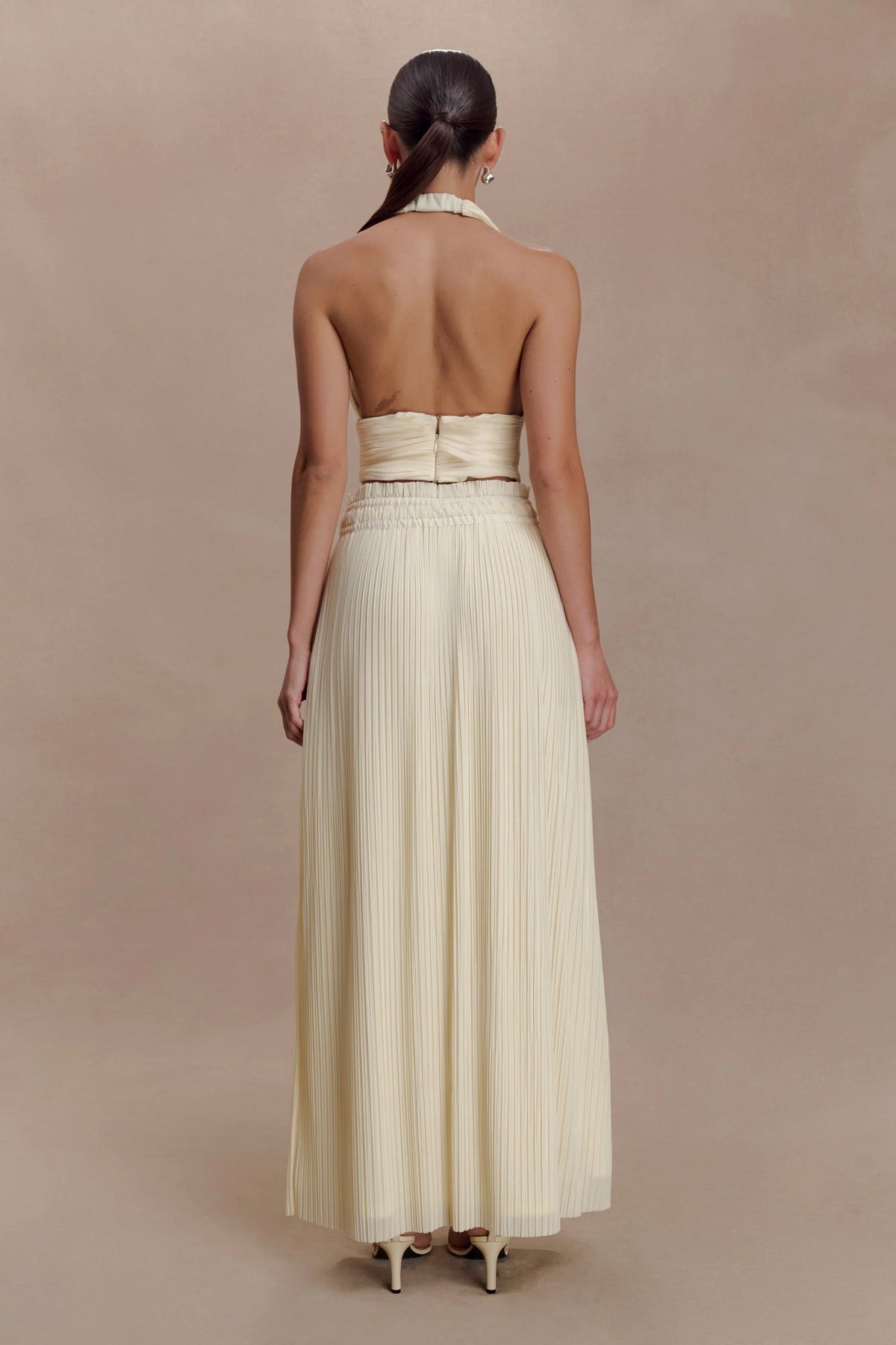 Amaris Gathered Plisse Maxi Skirt Lemon