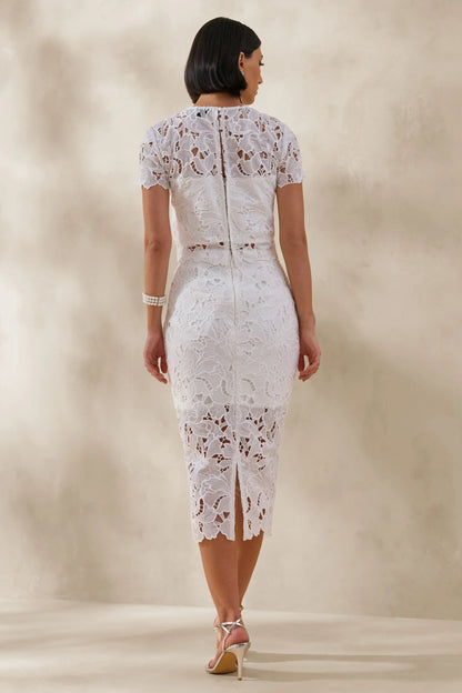 Aisling White Lace Midi Skirt