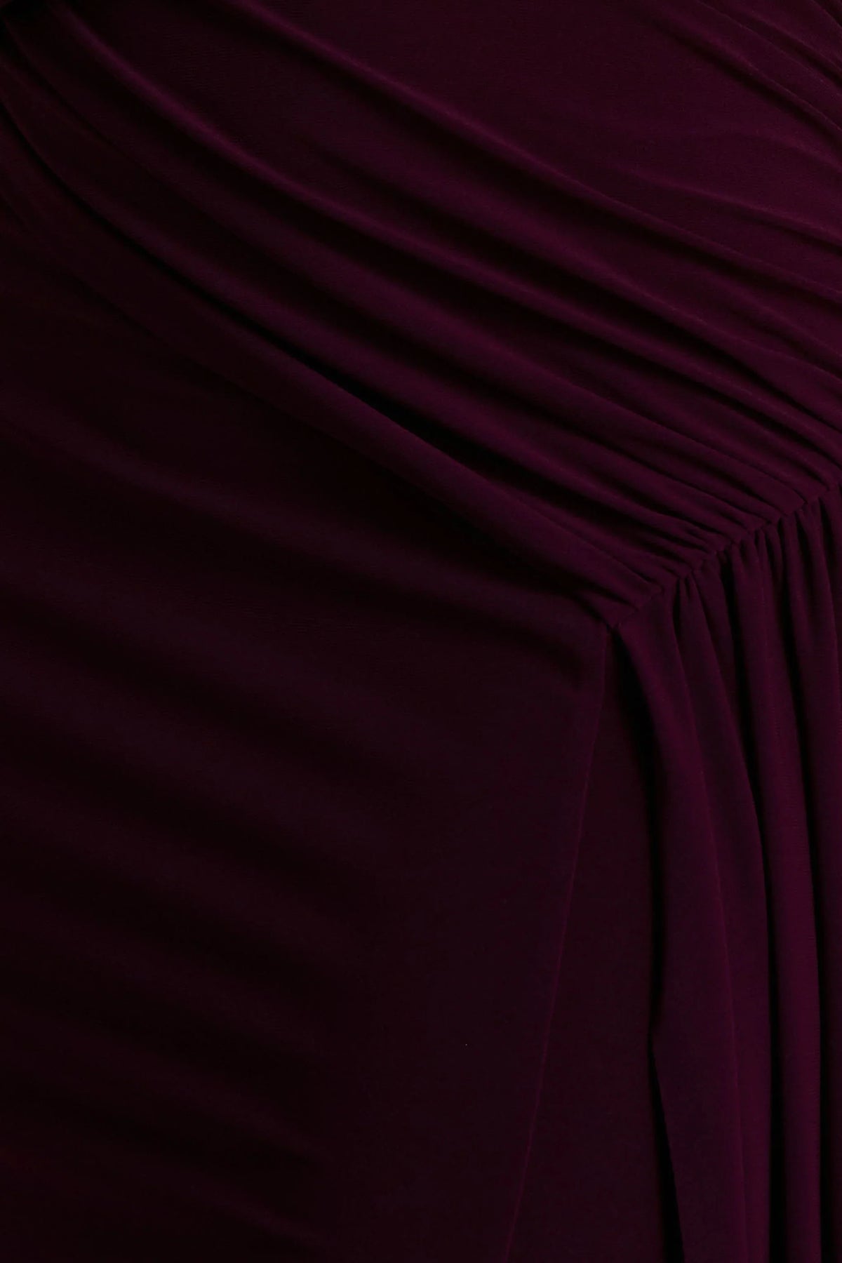 Aurelia Dark Plum High Neck Wrapped Maxi Dress With One Cape Sleeve