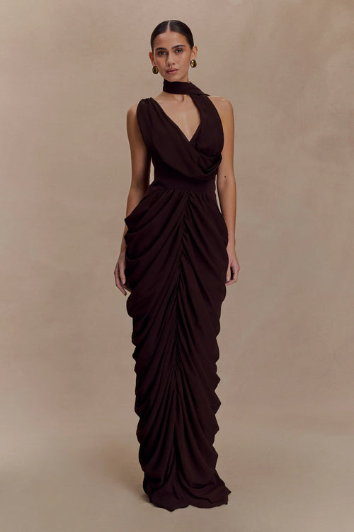 Alex Chiffon Maxi Dress Cacao Brown