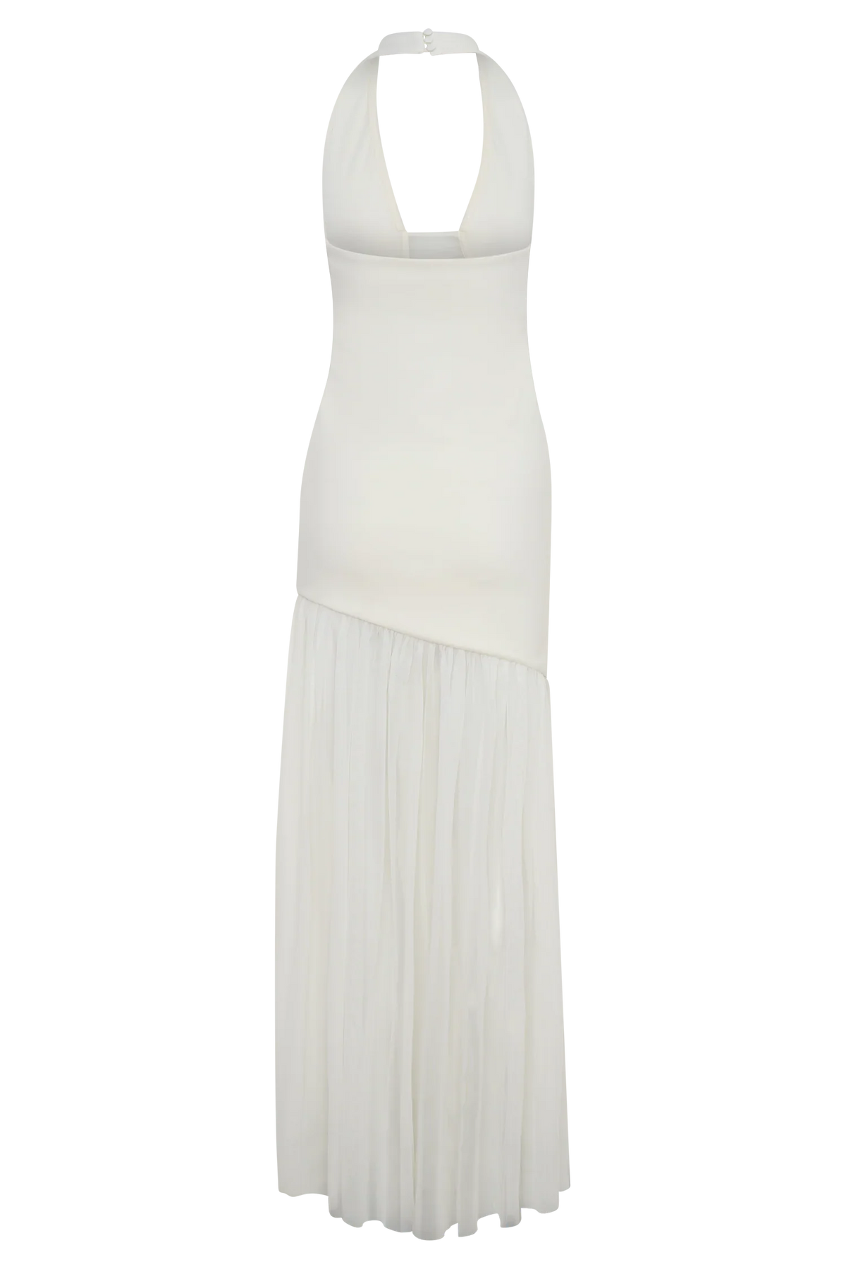 Aubree Crepe And Mesh Maxi Dress Ivory