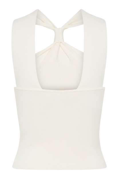 Angelika Twist Front Knit Top Ivory