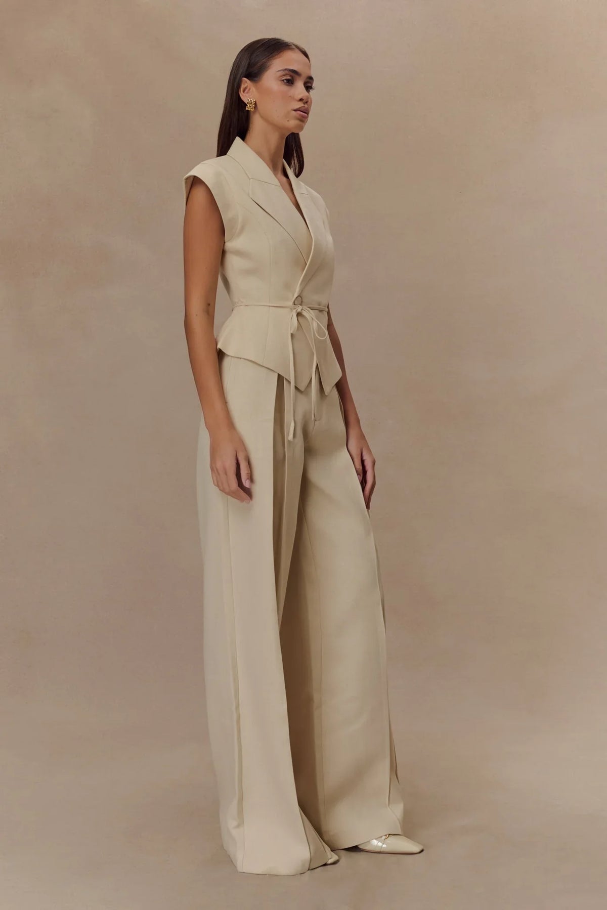 Andina Shortsleeve Linen Top Natural Beige