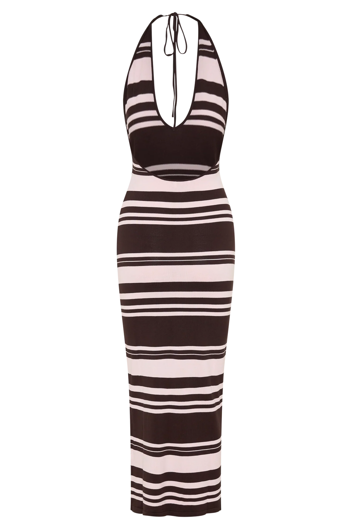Brienne Stripe Midi Dress Pink Chocolate