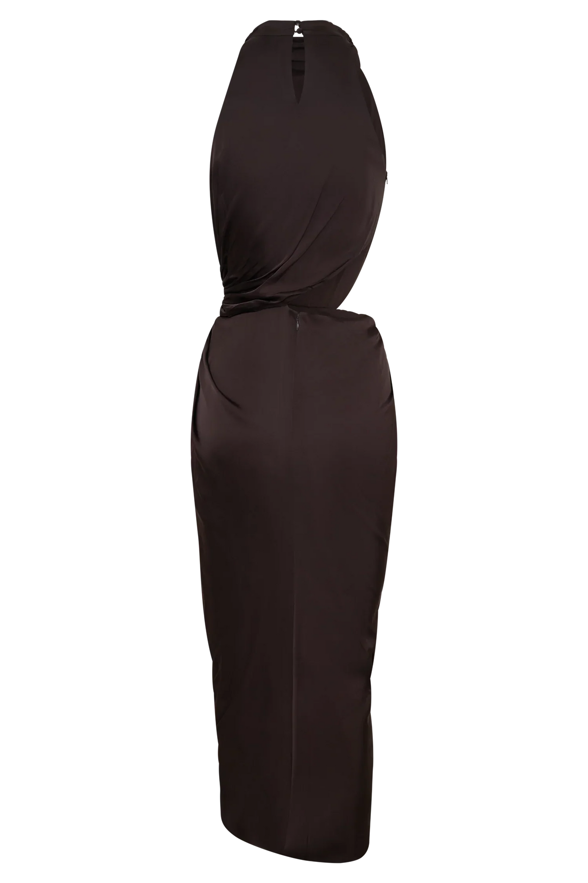 Aveline Draped Halter Midi Dress Dark Chocolate