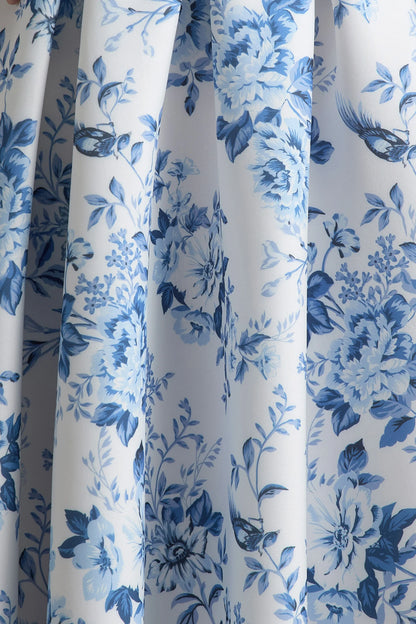 Alaina Blue Porcelain Print Bandeau Midi Dress With Volume Skirt