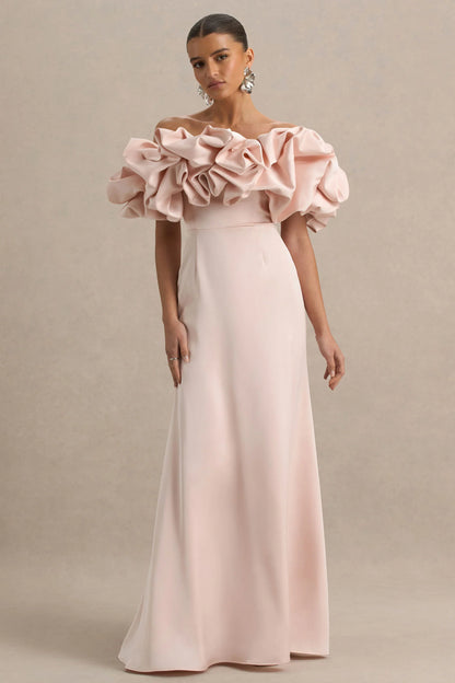 Allie Pale Pink Puff Bardot Maxi Dress