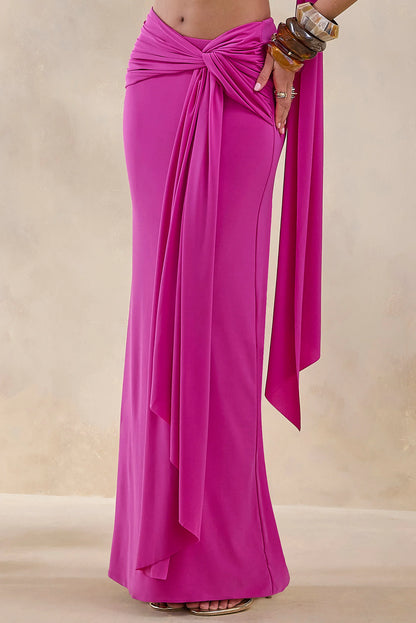 Azura Hot Pink Wrap Maxi Skirt With Sash