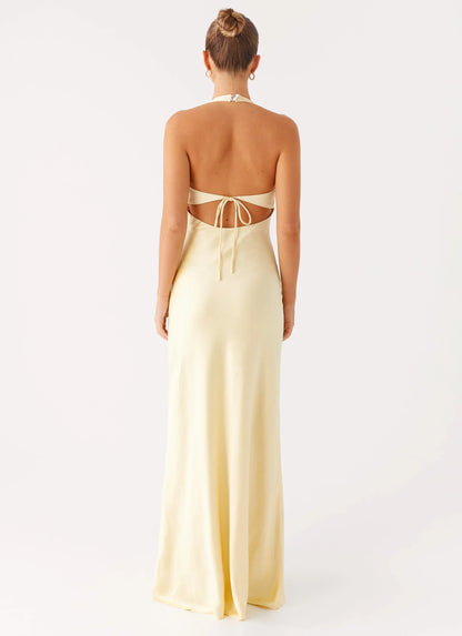 Ambre Mesh Panel Maxi Dress Yellow