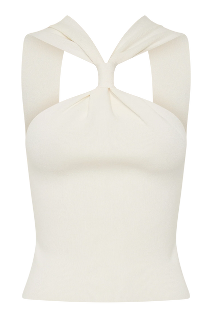 Angelika Twist Front Knit Top Ivory