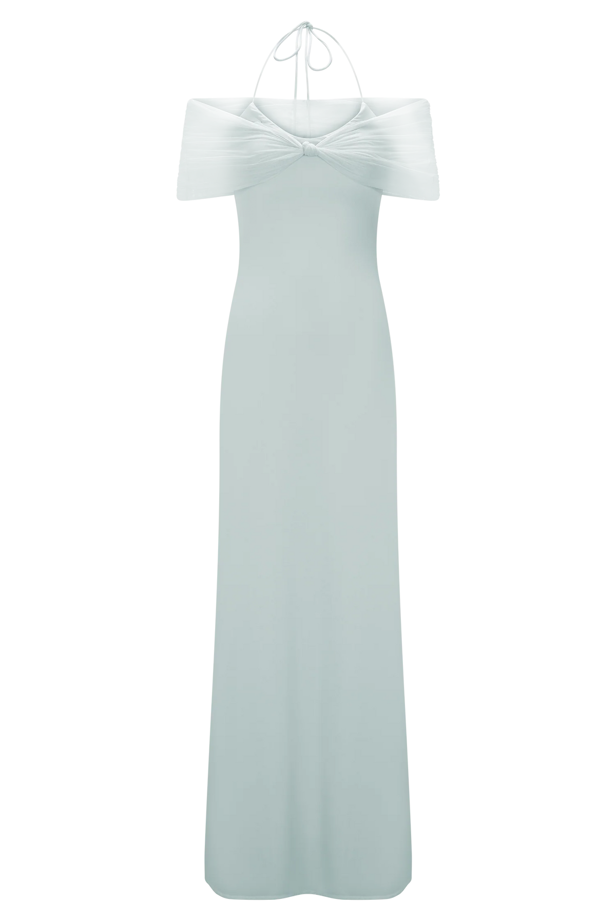 Bernadina Mesh And Slinky Halter Maxi Dress Pale Blue