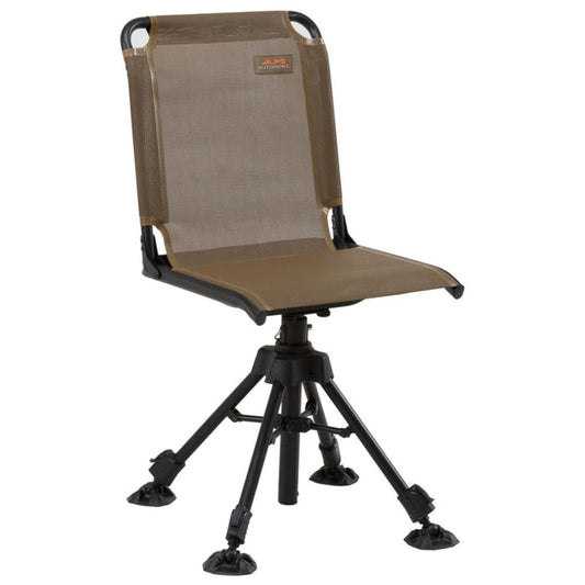 Alps OutdoorZ Stealth Hunter swivel hunting chair with brown TechMesh seat and adjustable black steel four-leg base.