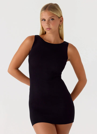 Amaris Knit Mini Dress Black