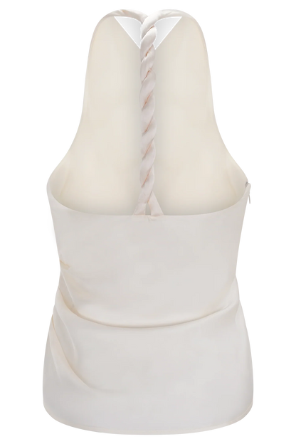 Bianca Satin Halter Top Ivory