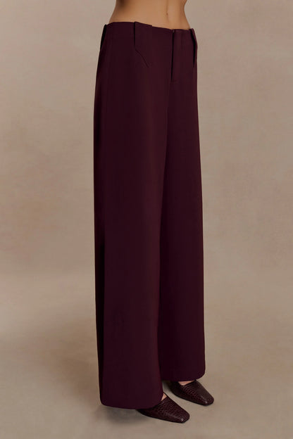 Arlo Wide Leg Suiting Trouser Mahogany