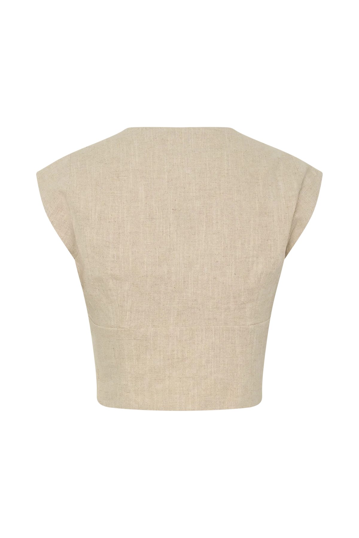 Anahita Linen Front Bows Short Sleeve Top Natural