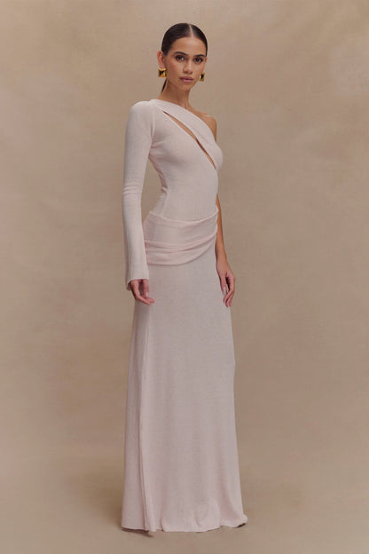 Alexius One Shoulder Knit Maxi Dress Dusty Pink