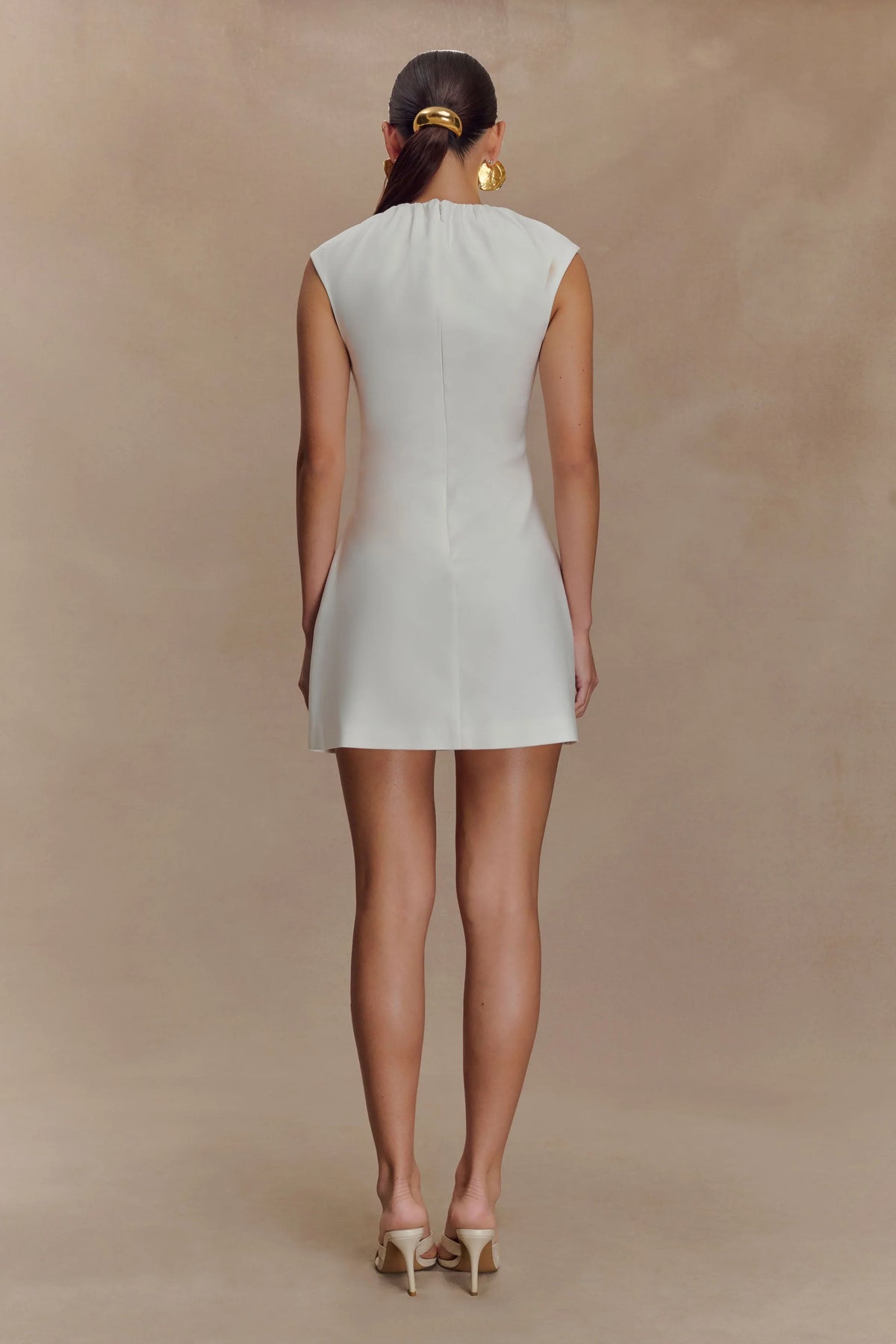 Ariana Pleated Neck Mini Dress Ivory