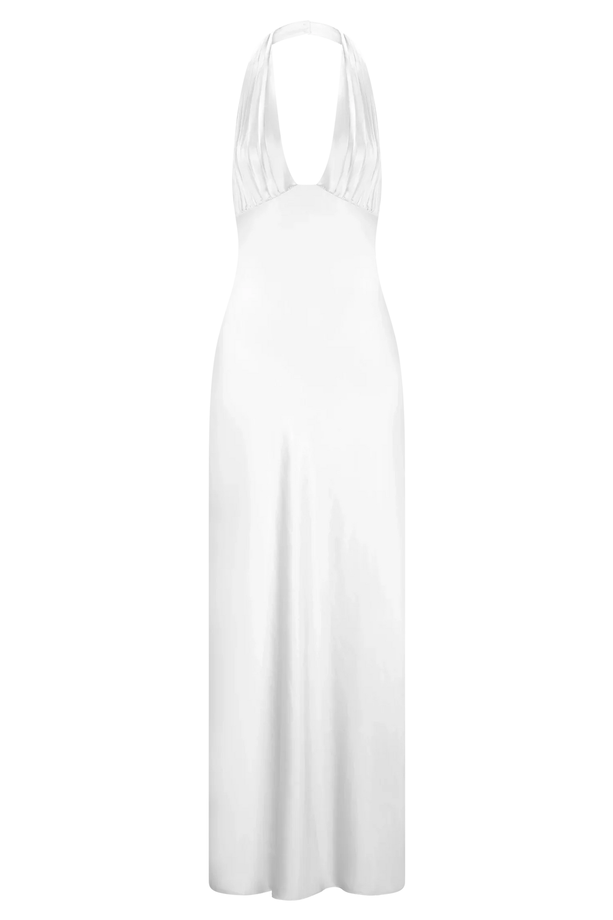 Alice Satin Halter Maxi Dress White