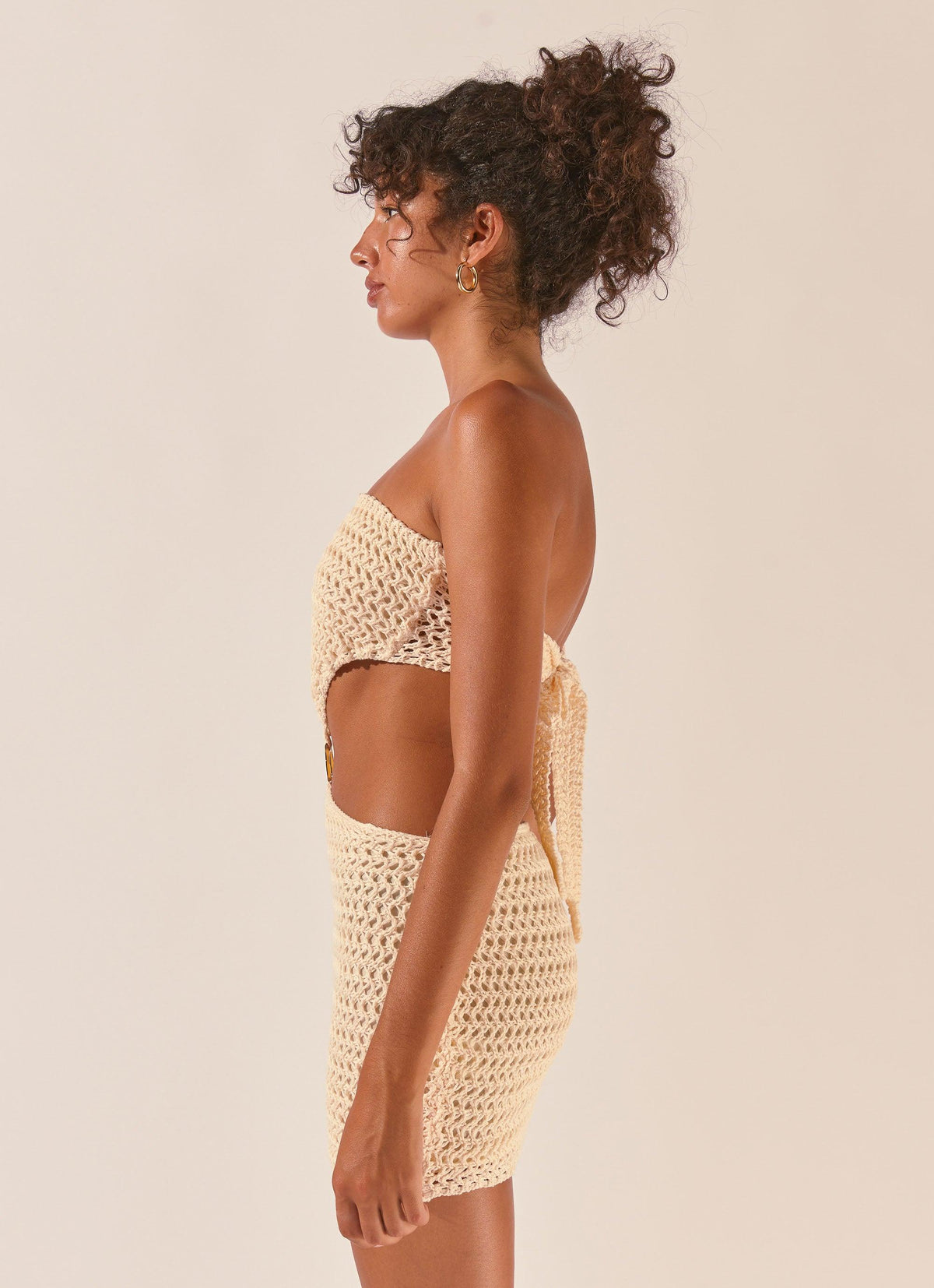 Balmy Nights Crochet Mini Dress Seashell