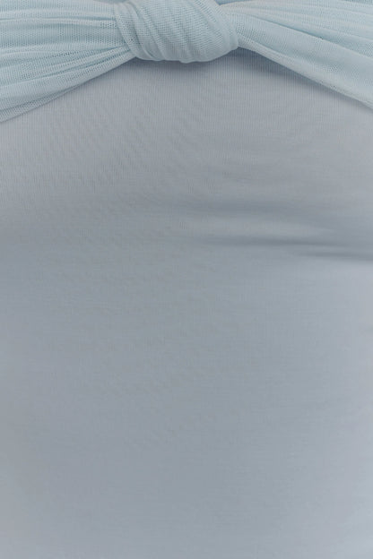 Bernadina Mesh And Slinky Halter Maxi Dress Pale Blue