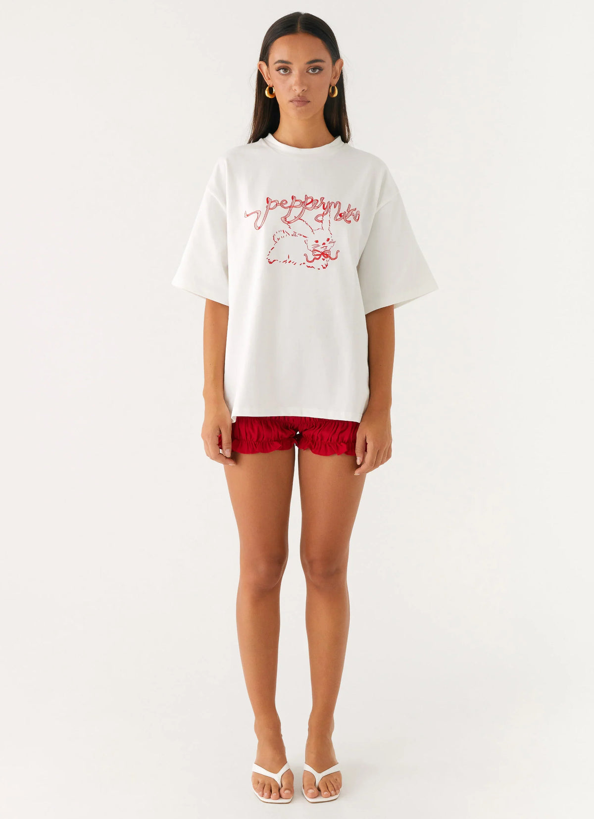 Born To Have Fun Oversized Graphic Tee Pink Bunny