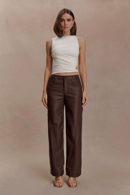 Amia Slinky Sleeveless Top With Hardware Ivory