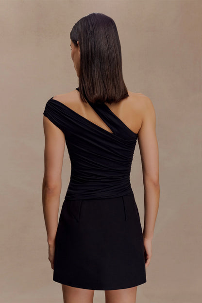 Anna One Shoulder Modal Top Black
