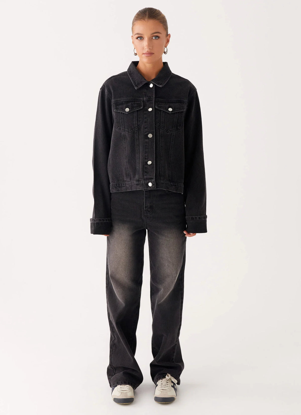 Back Again Oversized Denim Jacket Charcoal Wash