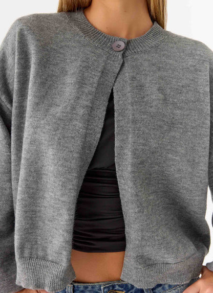 Annie One Button Cardigan Marle Grey