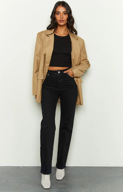 Abrand Chelsea High Straight Organic Black Jeans