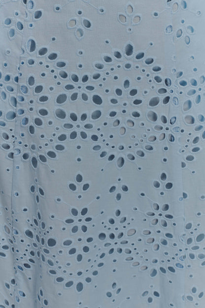 Arla Broderie Midi Skirt Pale Cornflower Blue