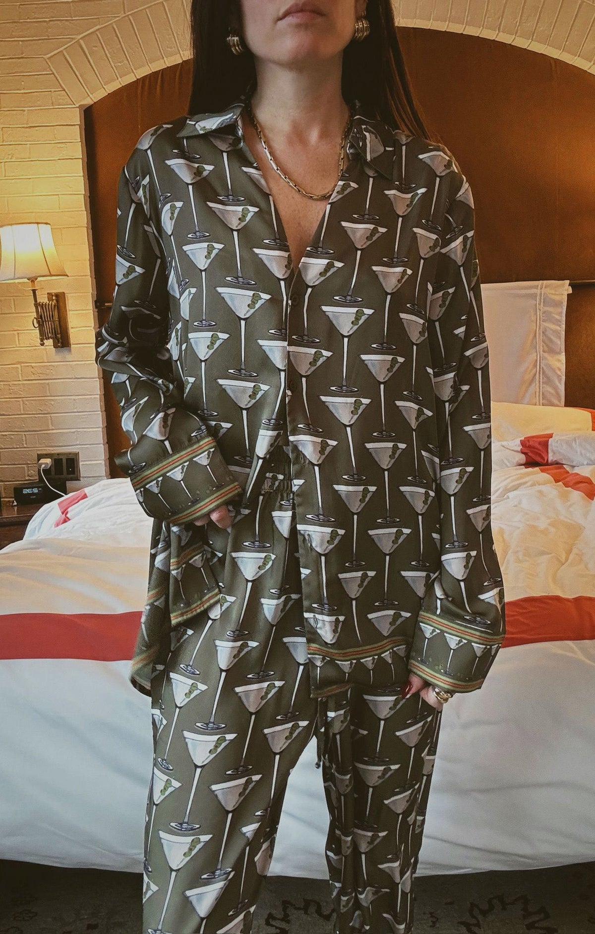 Overslept PJ Set ~ Extra Dirty Martini Silky