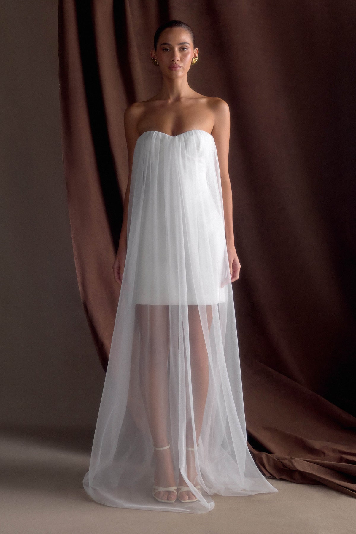 Bettany Chiffon Strapless Maxi Dress White