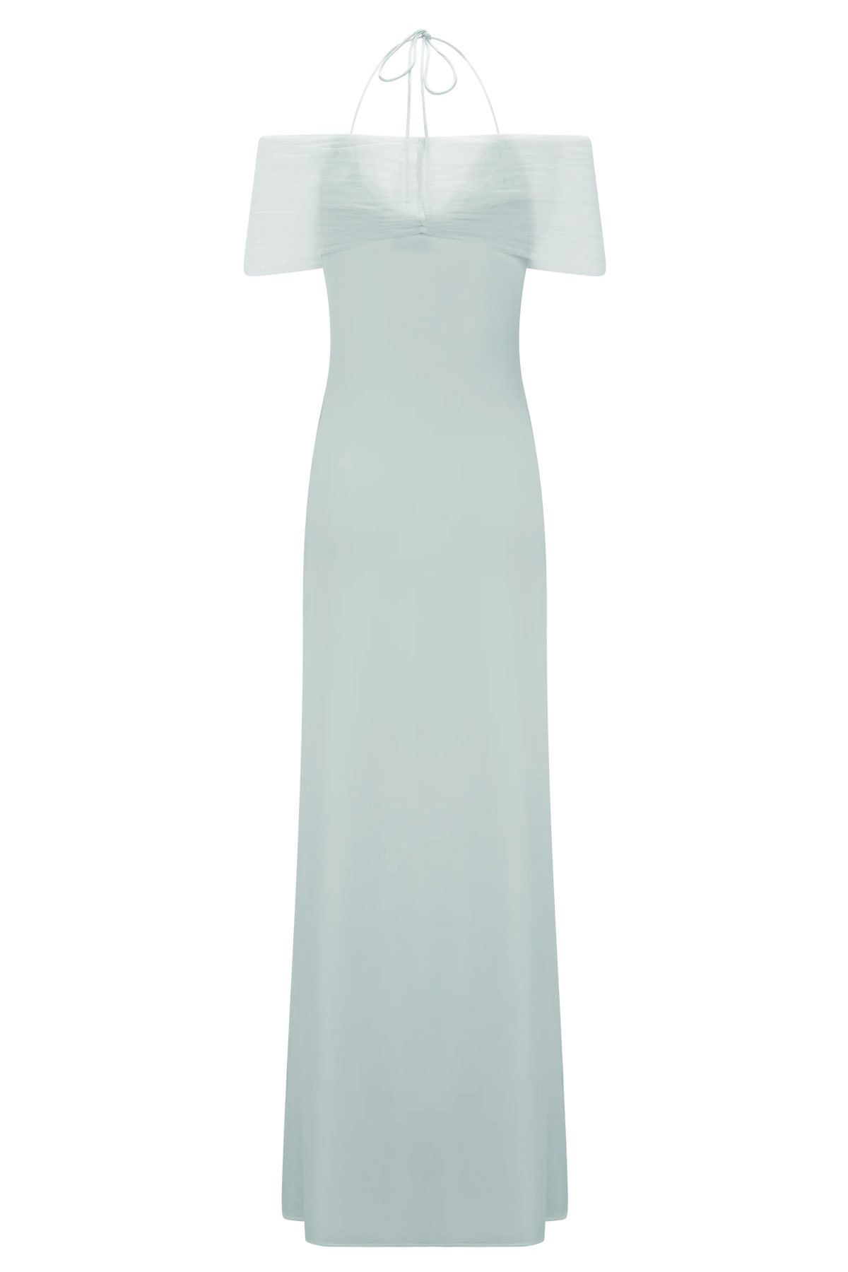 Bernadina Mesh And Slinky Halter Maxi Dress Pale Blue