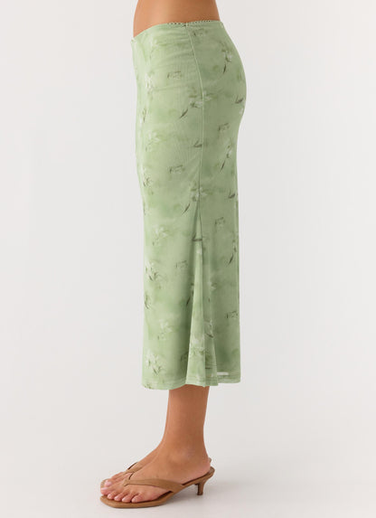 Bahama Low Rise Midi Skirt Blurred Lime