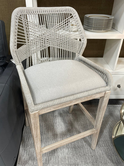BAR STOOL WOOD FRAME WITH ROPE WHITEWASH
