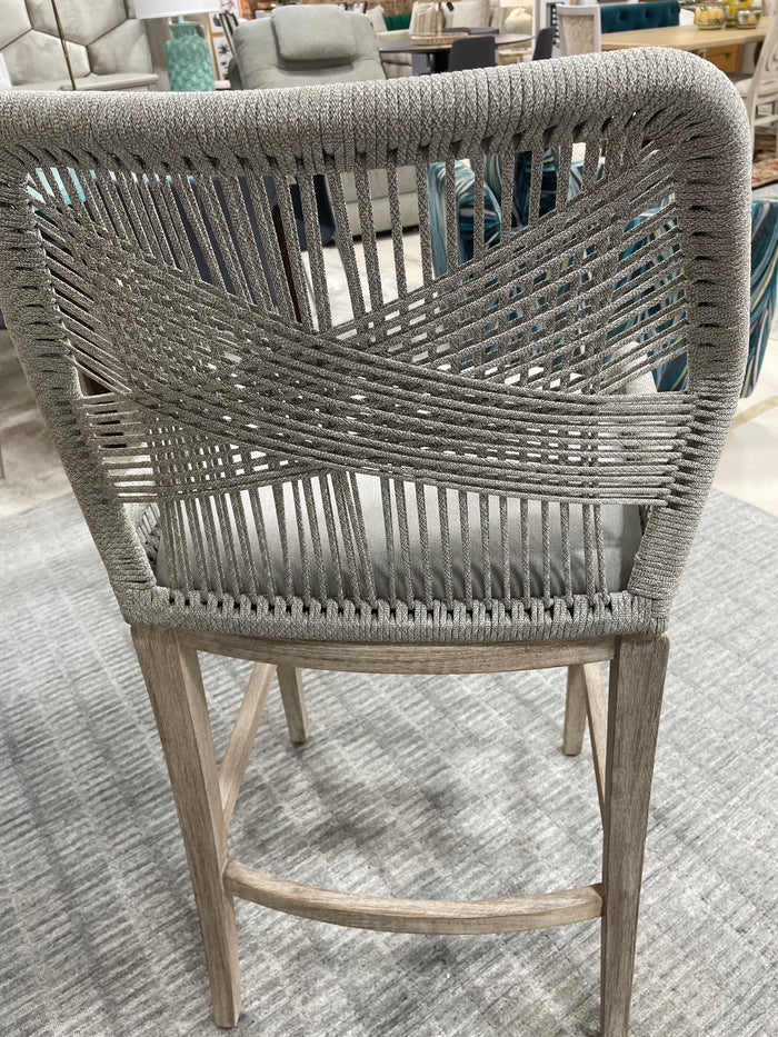 BAR STOOL WOOD FRAME WITH ROPE WHITEWASH