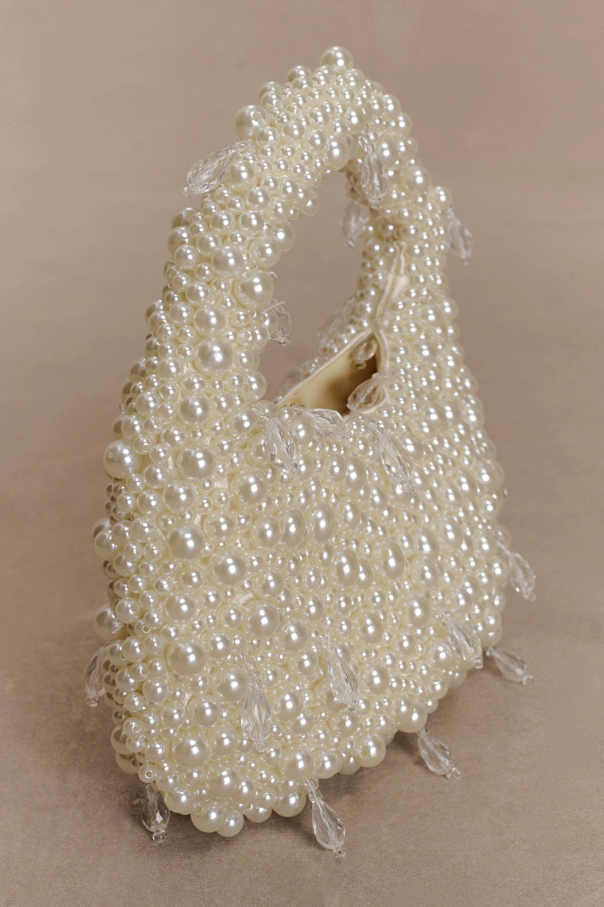 Amara Pearl Teardrop Beaded Bag White