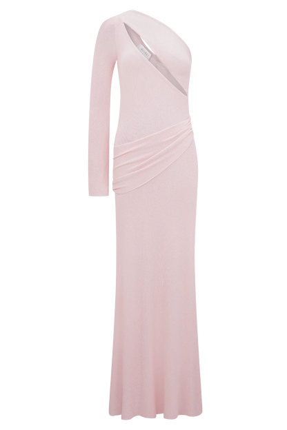 Alexius One Shoulder Knit Maxi Dress Dusty Pink