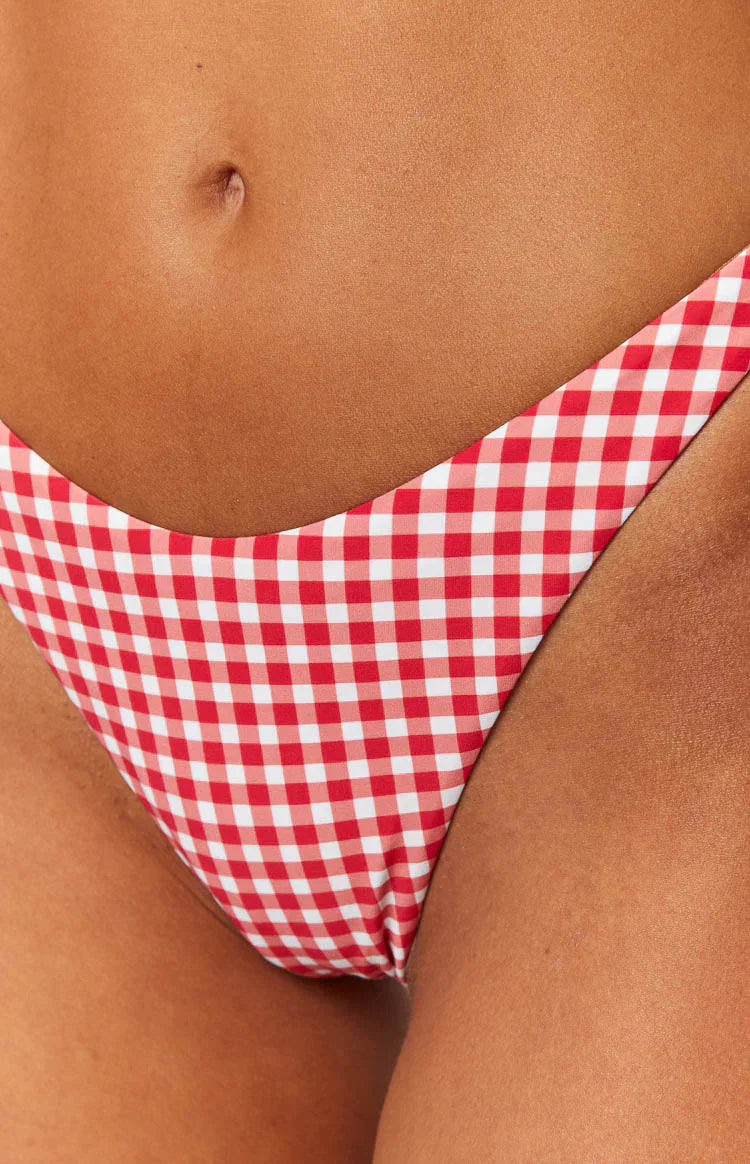 90 Swim Bianca Red Gingham Bikini Bottoms