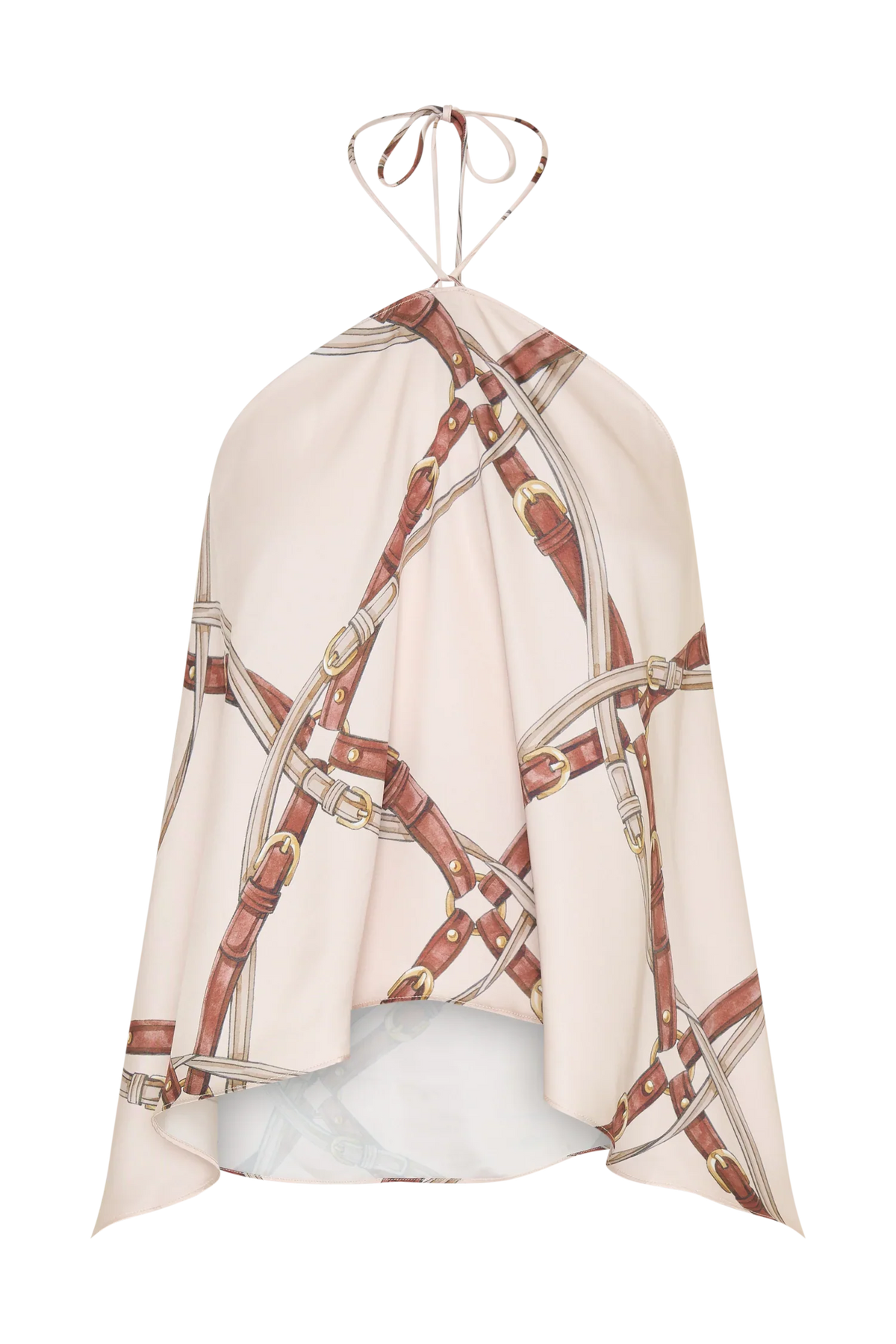 Adelaide Draped Satin Halter Top Chain Print