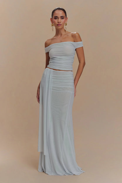 Arna Mesh Maxi Skirt Pale Blue