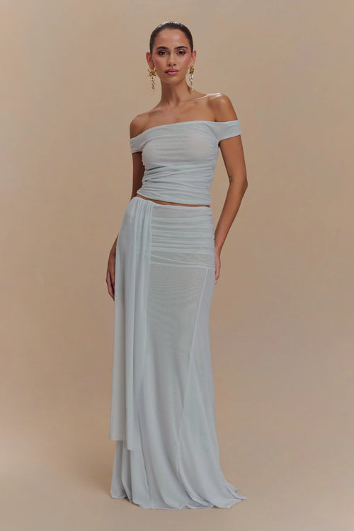 Arna Mesh Maxi Skirt Pale Blue
