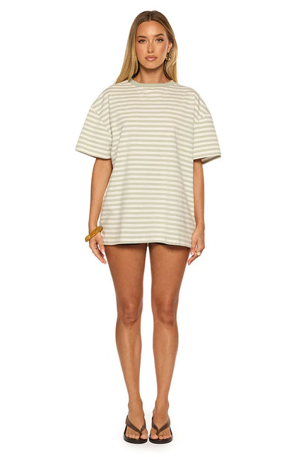 Alba Sage Stripe Oversized Tee