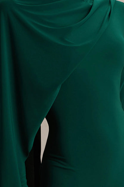 Always Bottle Green High Neck Maxi Dress With Cape Sleeve Detail